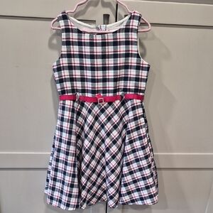 Sweet Heart Rose Navy, White & Pink Plaid Fit-and-Flare Dress